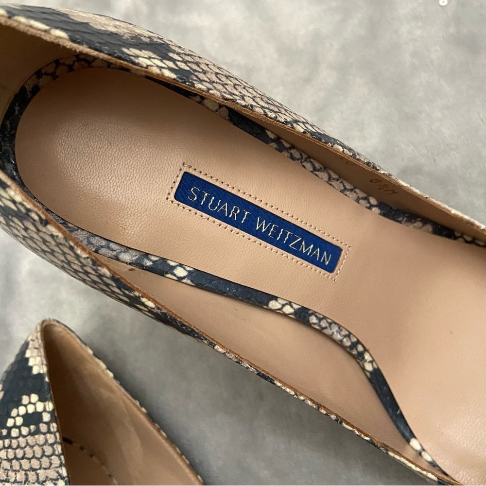 Stuart Weitzman Adria Python Print Pointed Toe Le… - image 7
